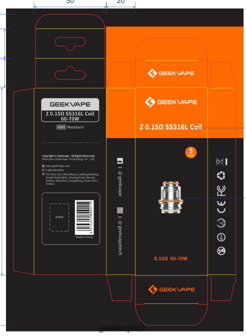 GeekVape 5ks/balení cívky série Z z0,25 (duální) ohm P0200R5 - GeekVape Shop